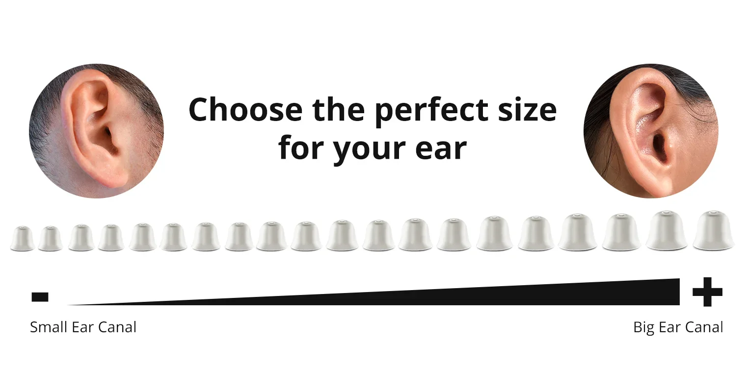 Nebroo PRO 3.0 includes 10 pairs of different sized ear domes for a perfect custom fit